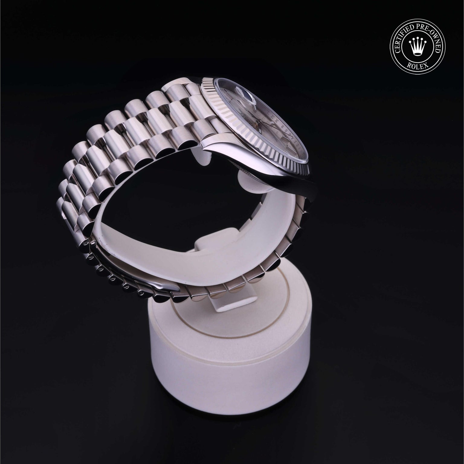Rolex Certified Pre-owned Day-date M228239-0001 front on black background