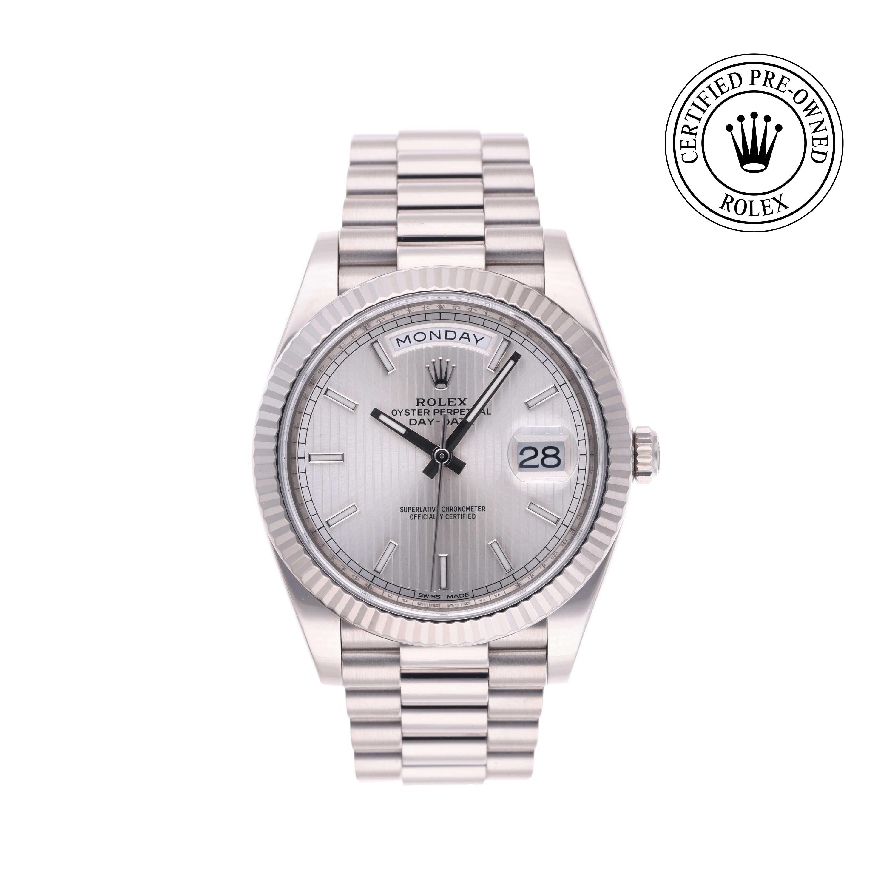 Rolex Certified Pre-owned Day-date M228239-0001 front on white background