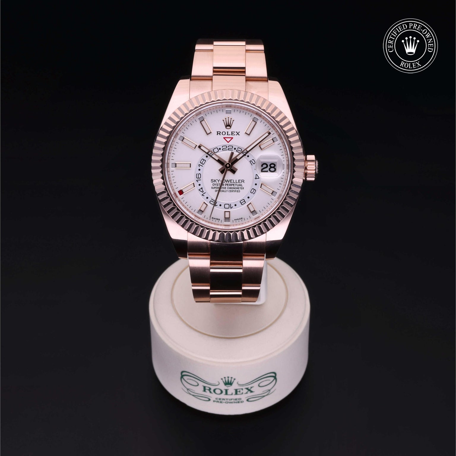 Rolex Certified Pre-owned Sky-Dweller M326935-0005 front on black background