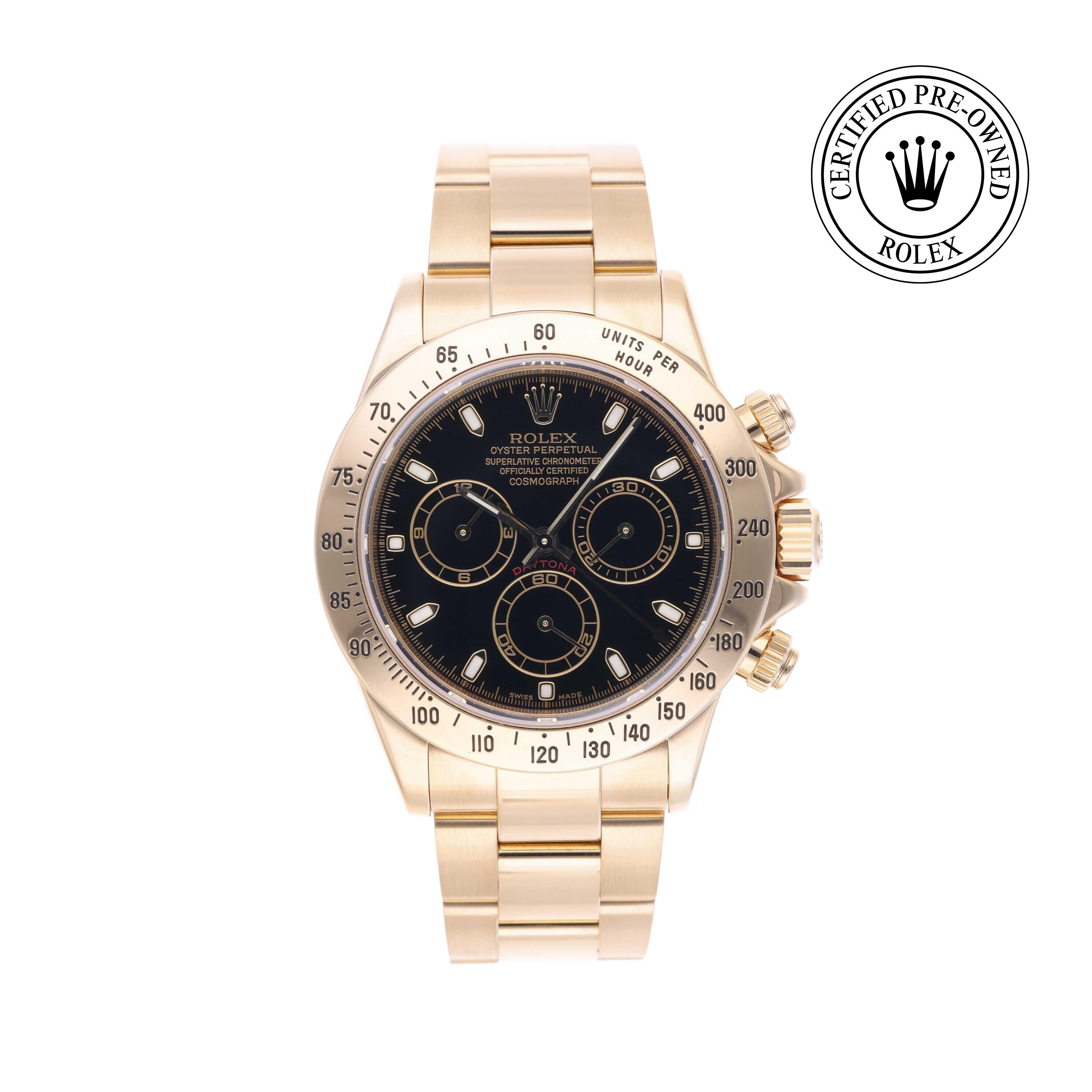 Rolex Certified Pre-owned Daytona M116528-0014 front on white background