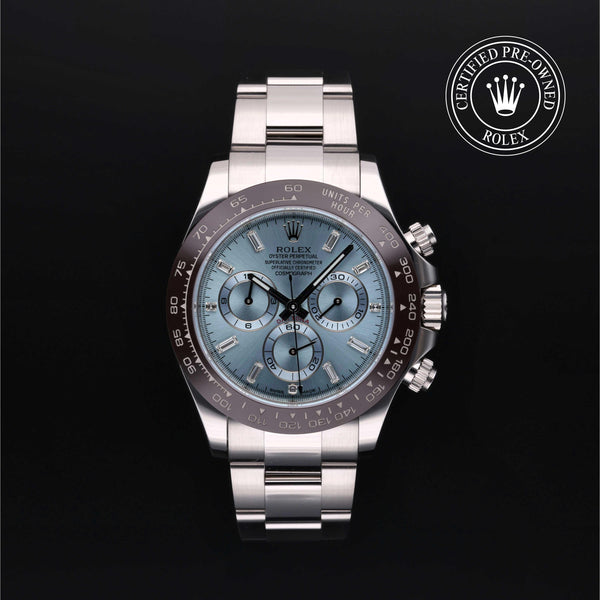 Rolex Certified Pre-owned Daytona M116506-0002 front on black background