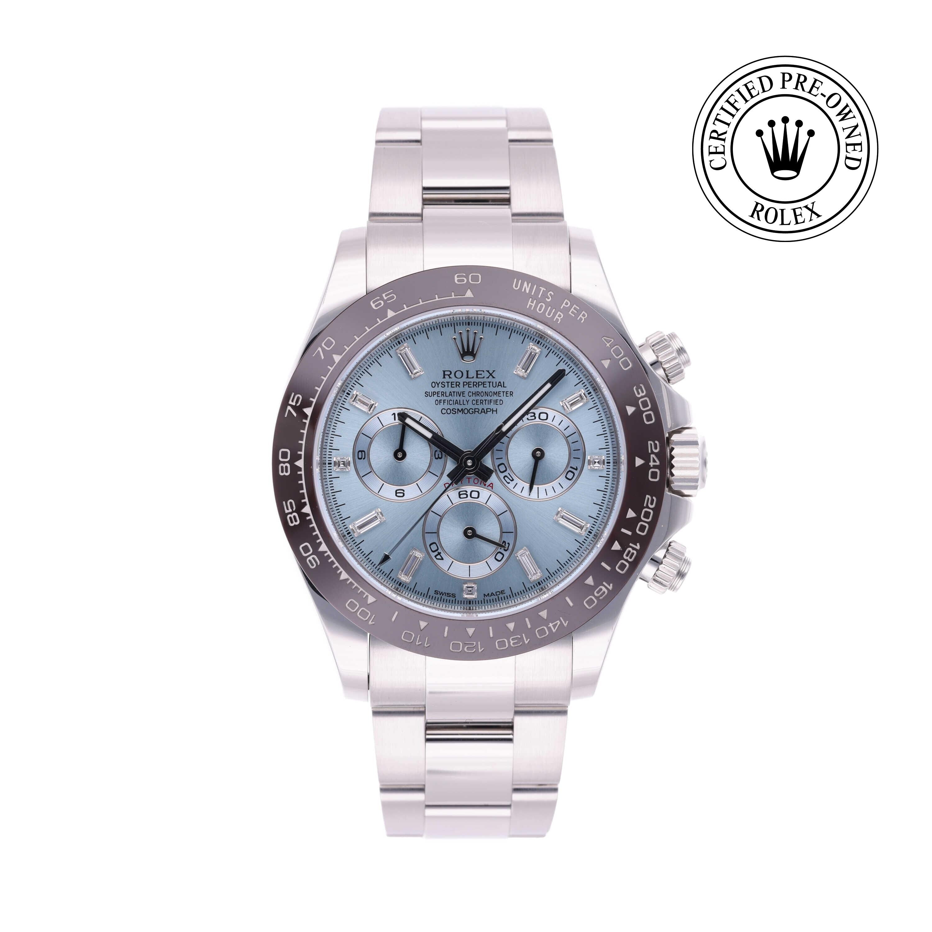 Rolex Certified Pre-owned Daytona M116506-0002 front on white background