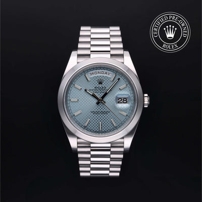 Rolex Certified Pre-owned Day-date M228206-0004 front on black background