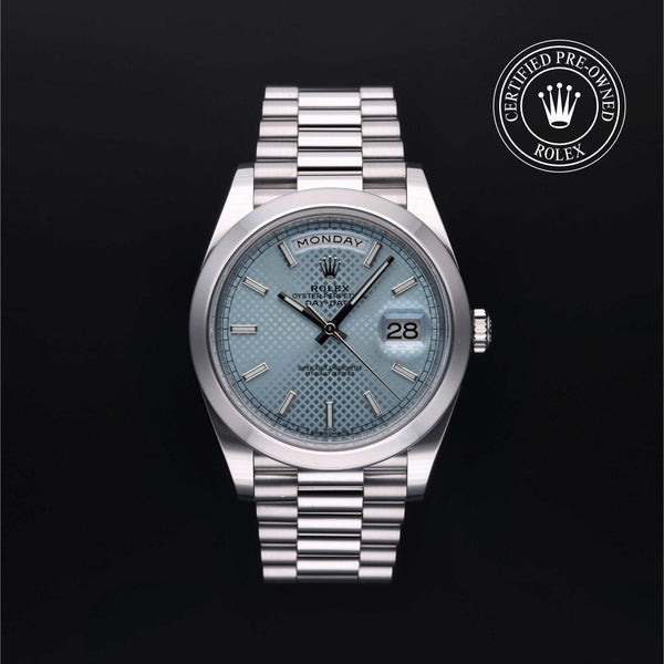 Rolex Certified Pre-owned Day-date M228206-0004 front on black background