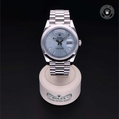 Rolex Certified Pre-owned Day-date M228206-0004 front on black background
