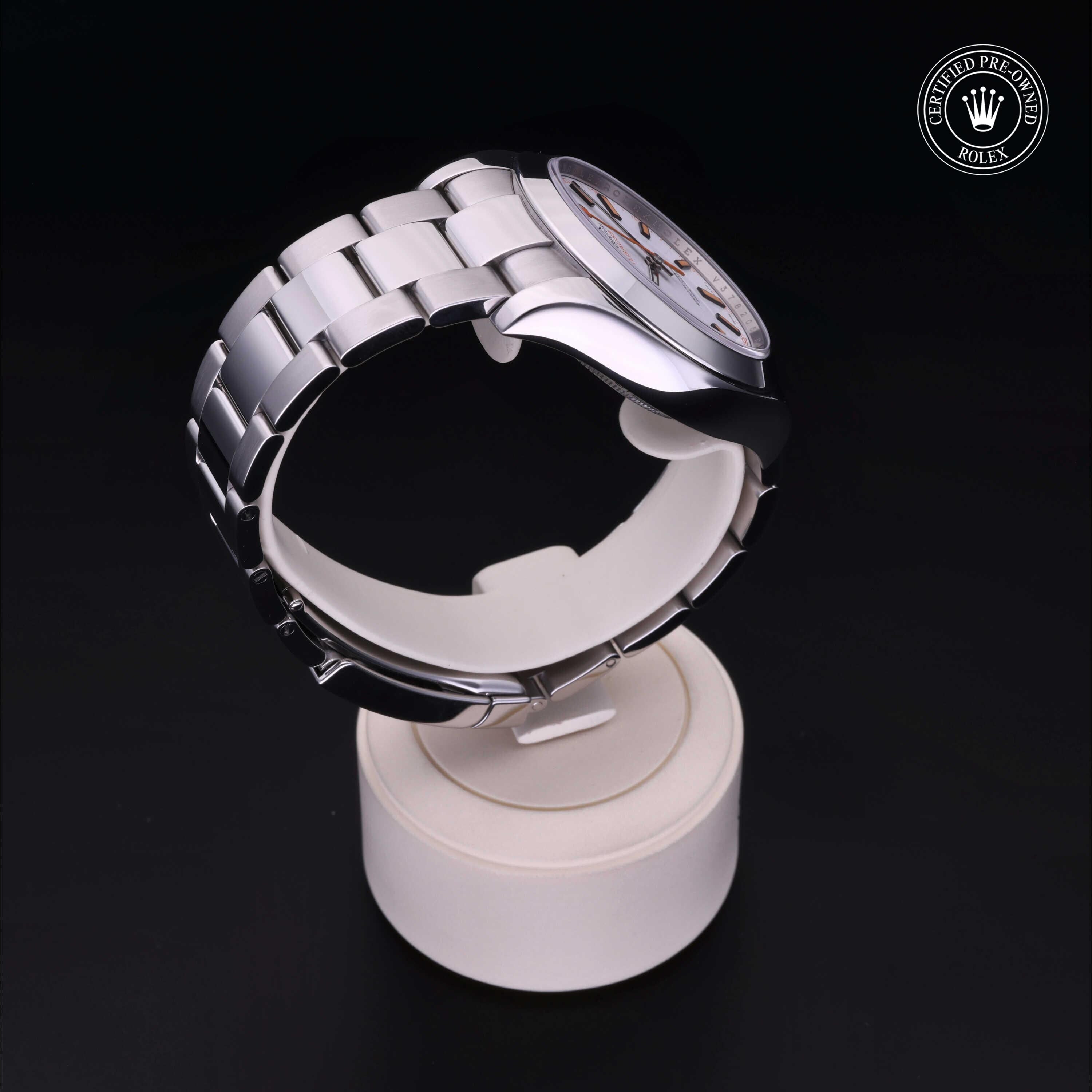Rolex Certified Pre-owned Milgauss M116400-0002 front on black background