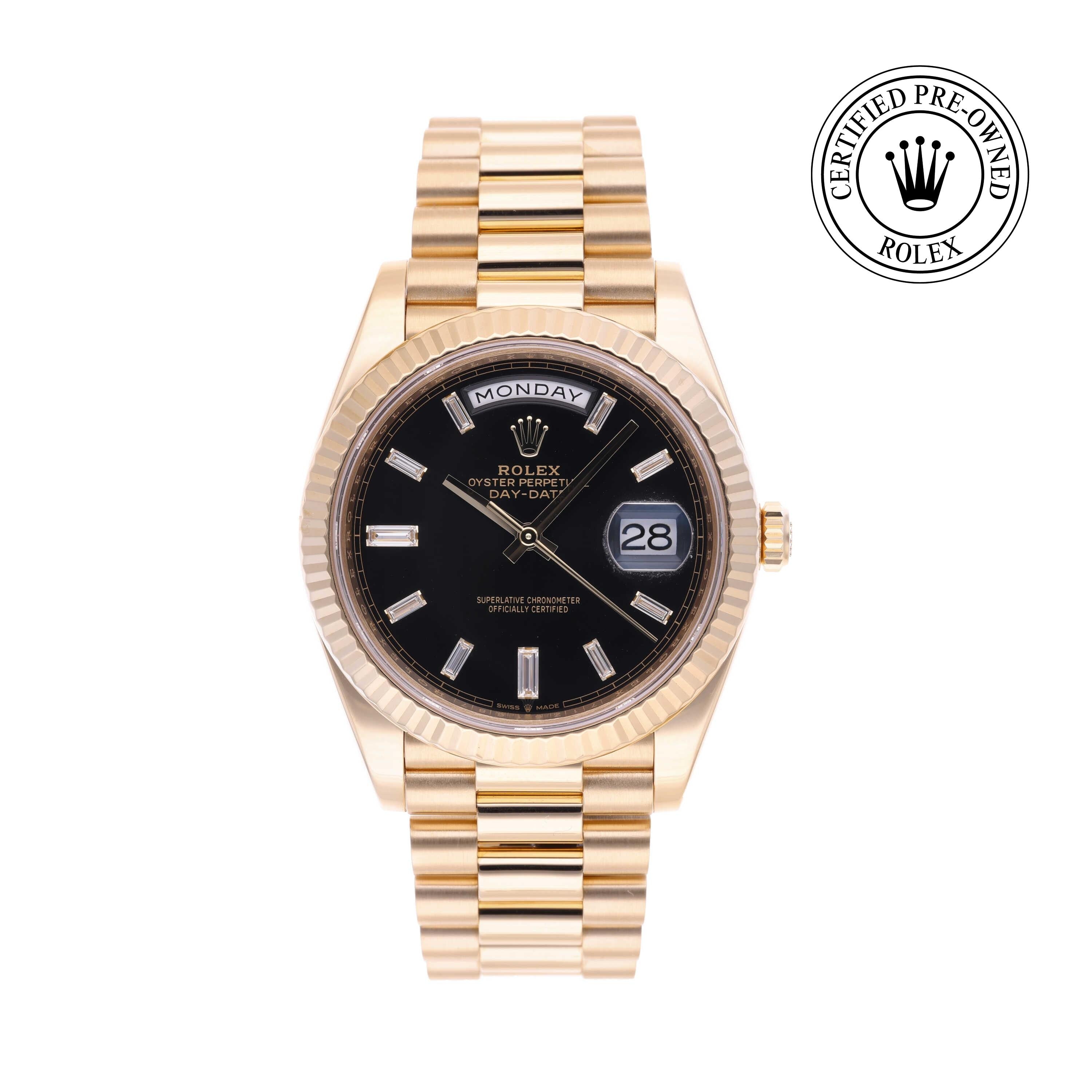 Rolex Certified Pre-owned Day-date M228238-0004 front on white background