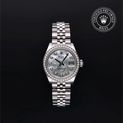 Rolex Certified Pre-owned Lady Datejust M279384RBR-0011 front on black background