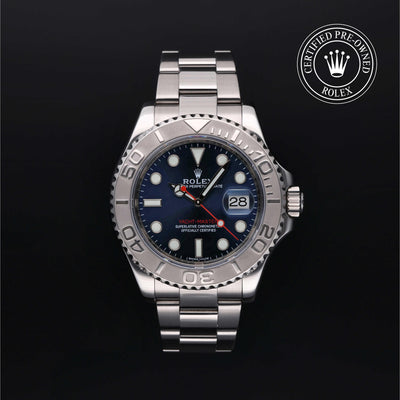 Rolex Certified Pre-owned Yacht-Master M116622-0001 front on black background