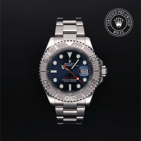 Rolex Certified Pre-owned Yacht-Master M116622-0001 front on black background