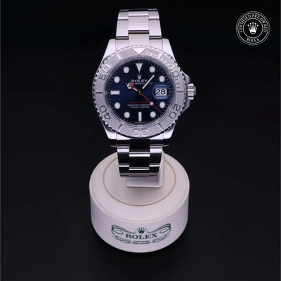 Rolex Certified Pre-owned Yacht-Master M116622-0001 front on black background