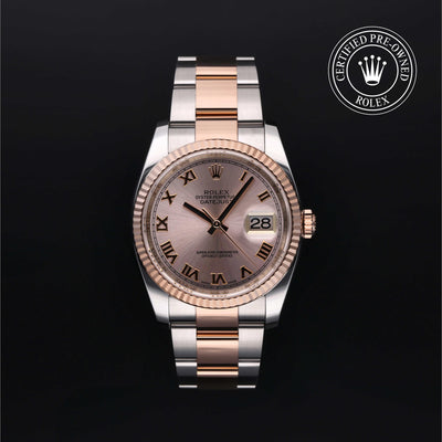 Rolex Certified Pre-owned Datejust M116231-0089 front on black background