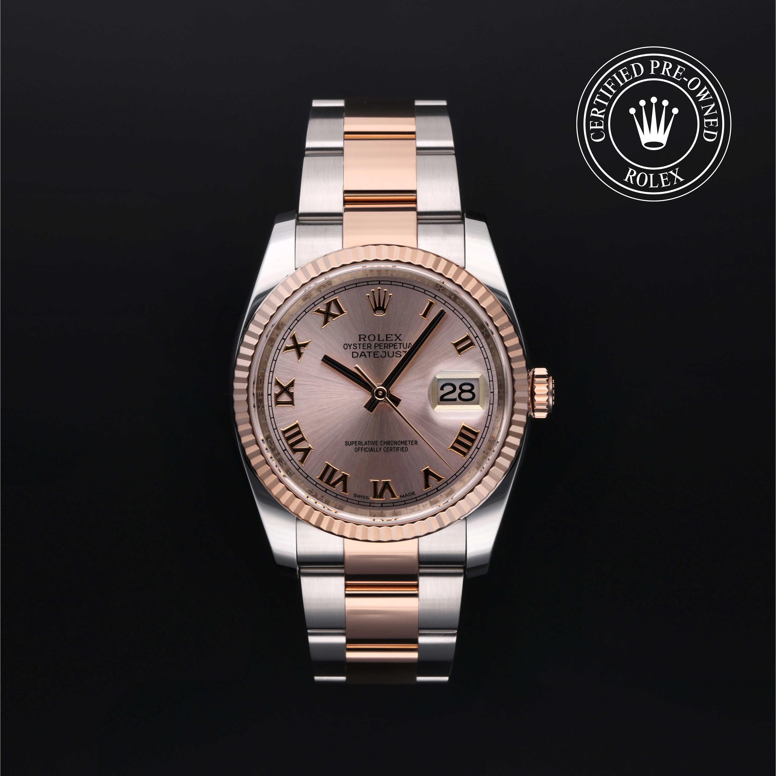 Rolex Certified Pre-owned Datejust M116231-0089 front on black background