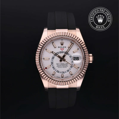 Rolex Certified Pre-owned Sky-Dweller M326235-0004 front on black background