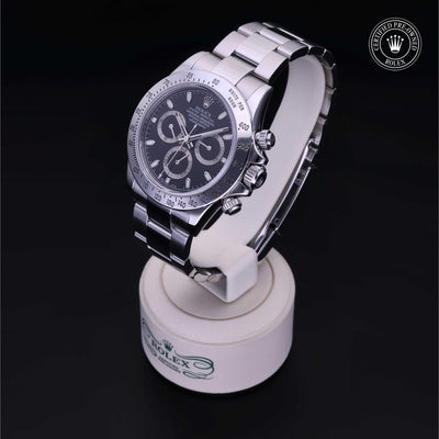 Rolex Certified Pre-owned Daytona M116520-0015 front on black background