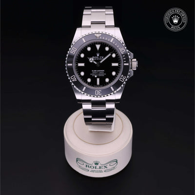 Rolex Certified Pre-owned Submariner M124060-0001 front on black background