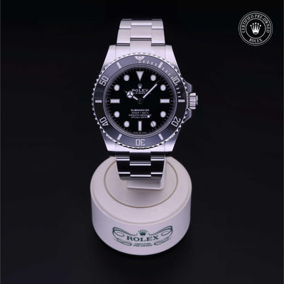 Rolex Certified Pre-owned Submariner M124060-0001 front on black background