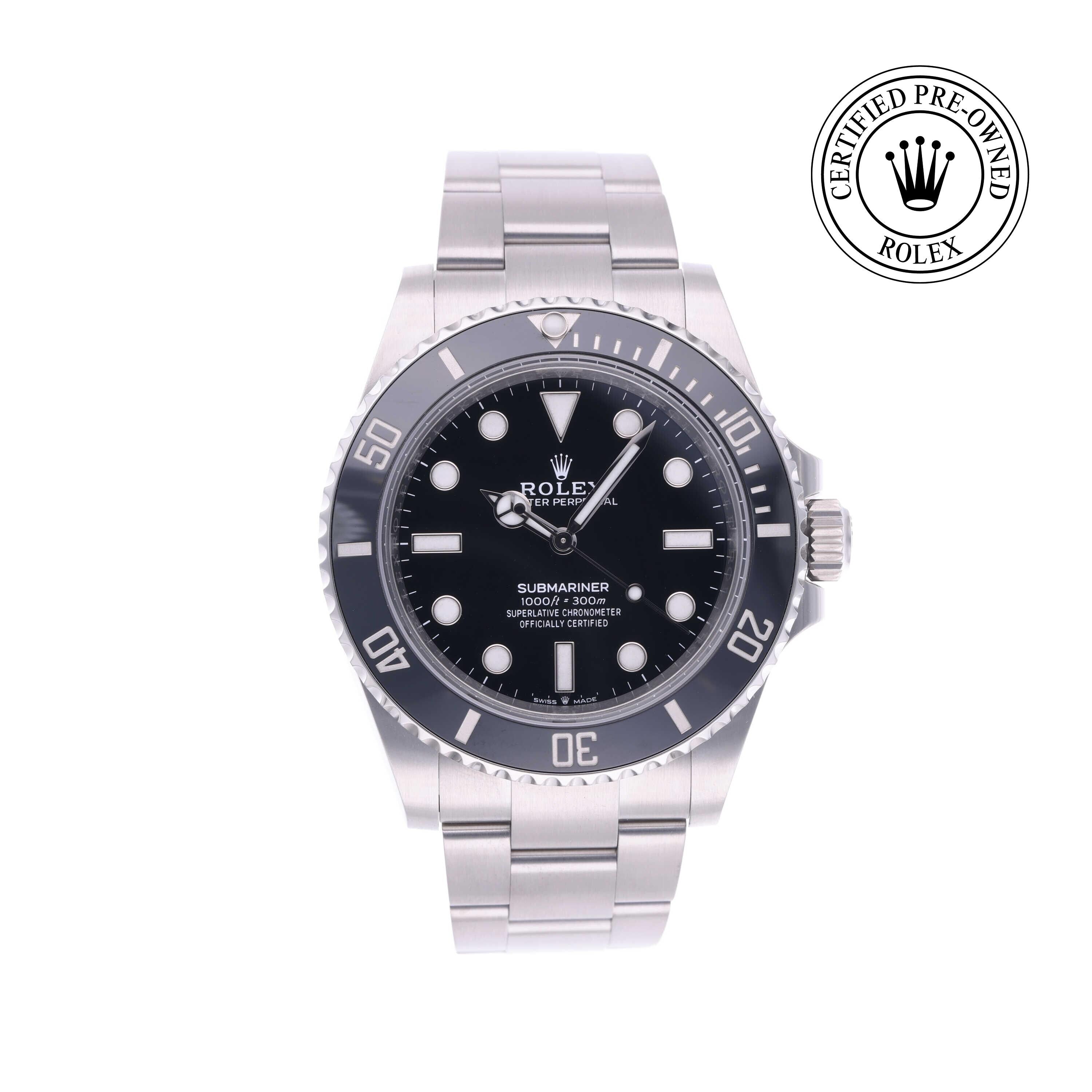Rolex Certified Pre-owned Submariner M124060-0001 front on white background