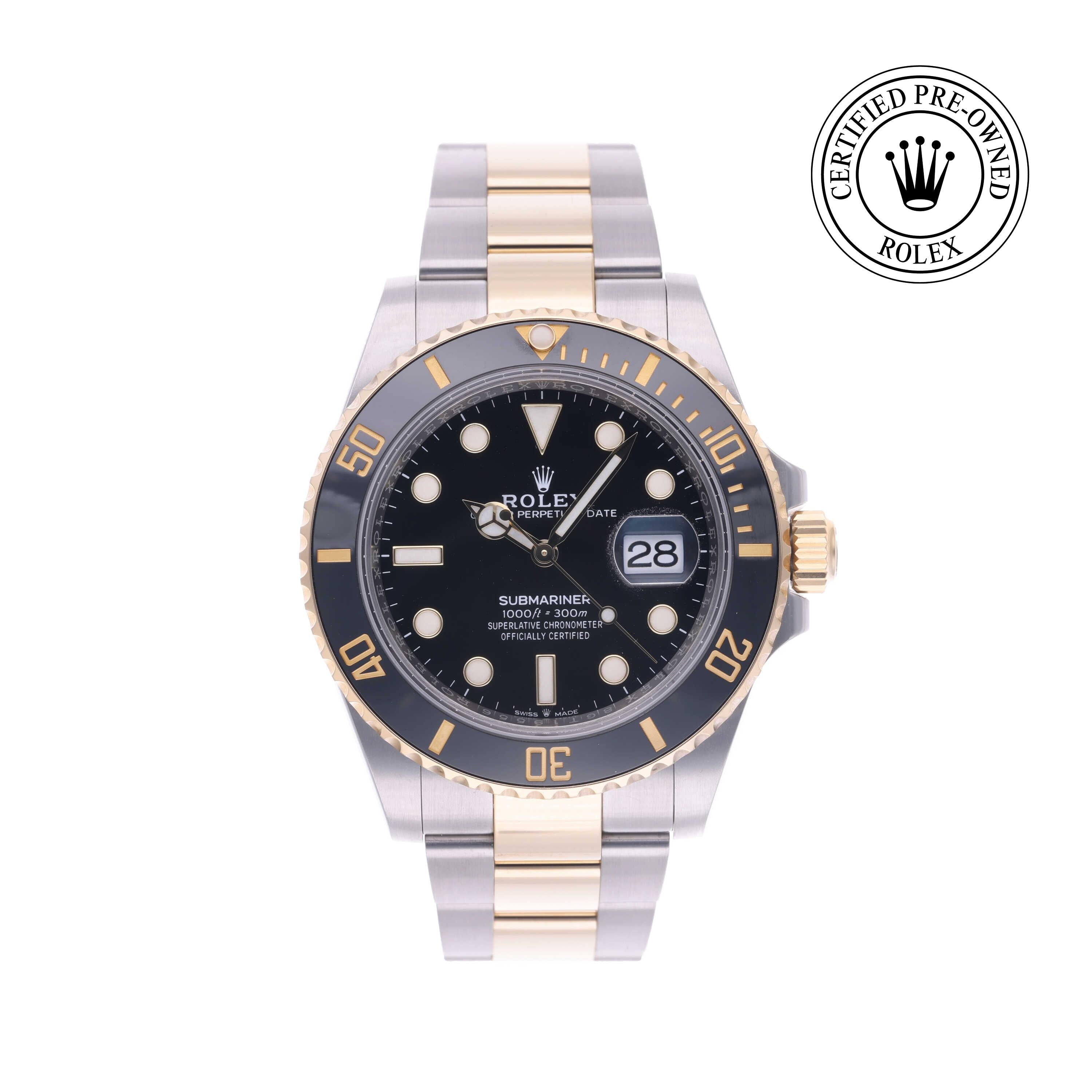 Rolex Certified Pre-owned Submariner M126613LN-0002 front on white background
