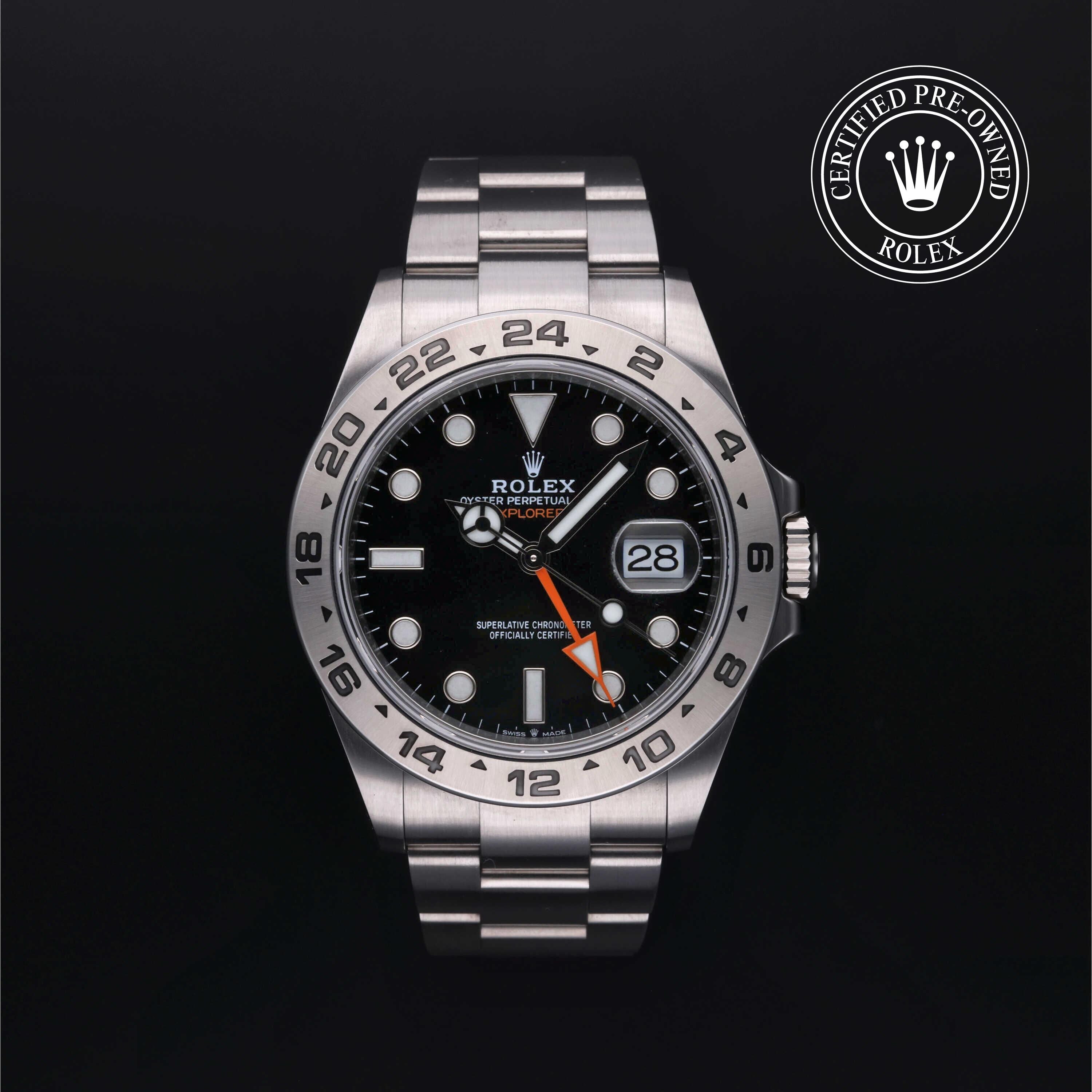 Rolex Certified Pre-owned Explorer M226570-0002 front on black background