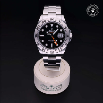 Rolex Certified Pre-owned Explorer M226570-0002 front on black background