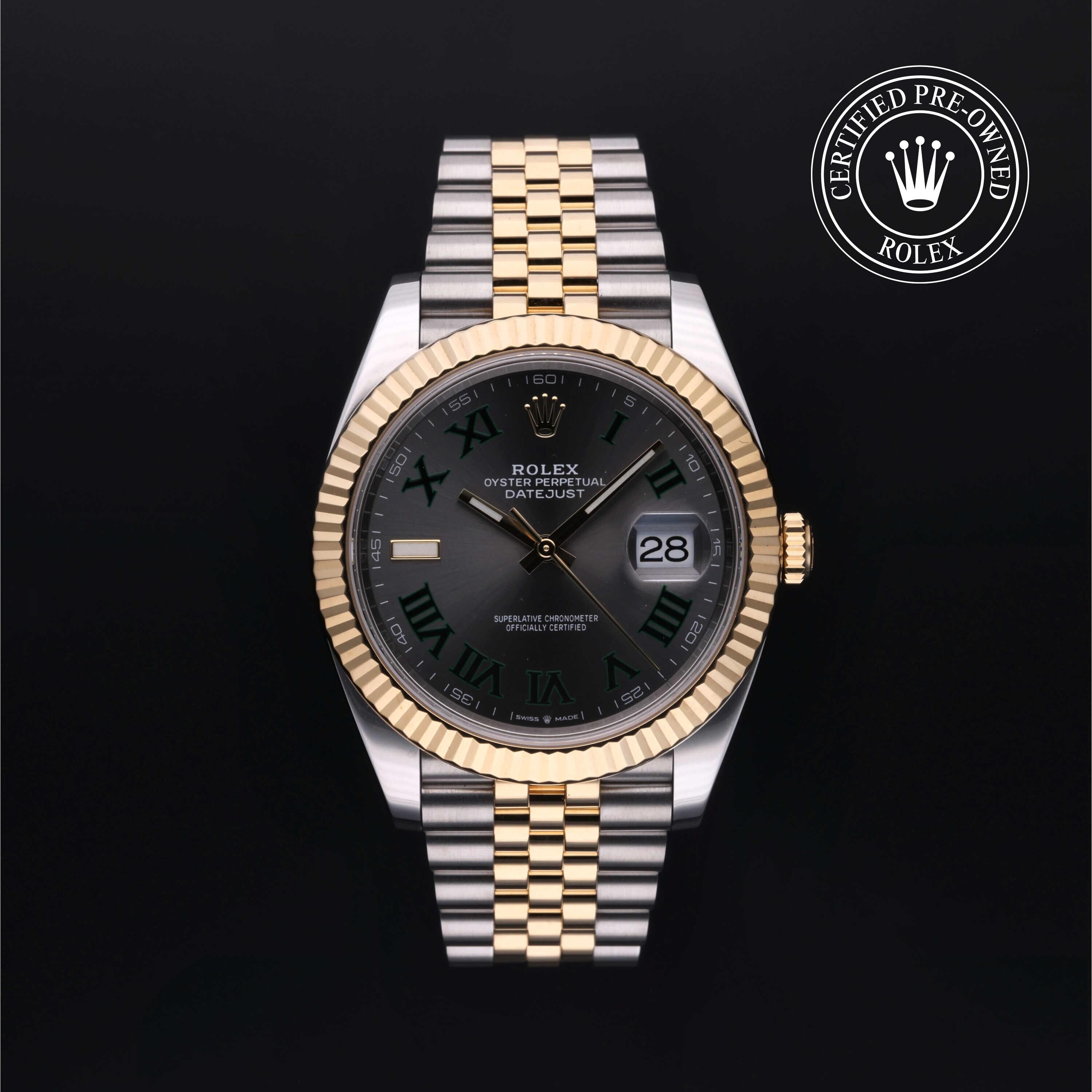 Rolex Certified Pre-owned Datejust M126333-0020 front on black background