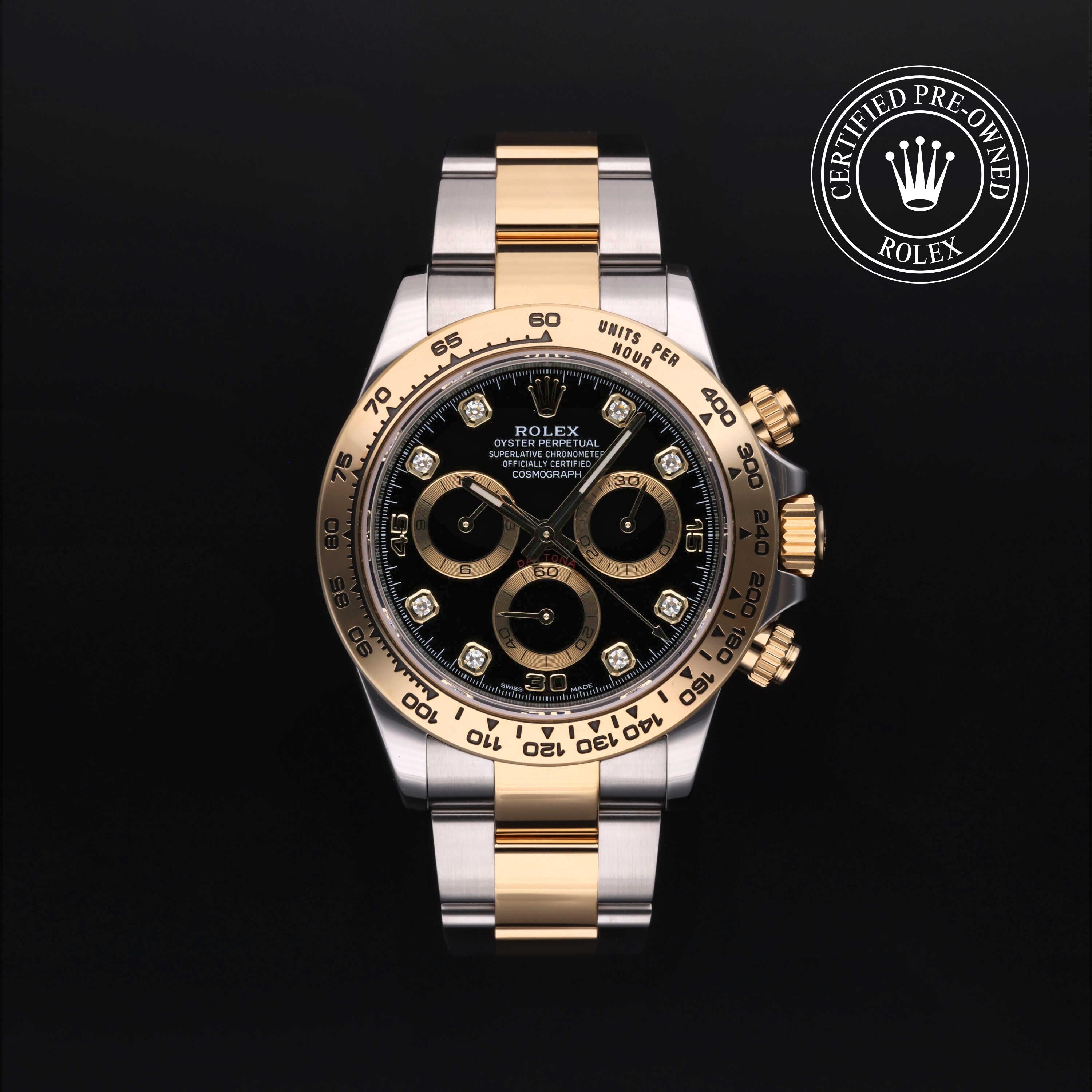 Rolex Certified Pre-owned Daytona M116503-0011 front on black background