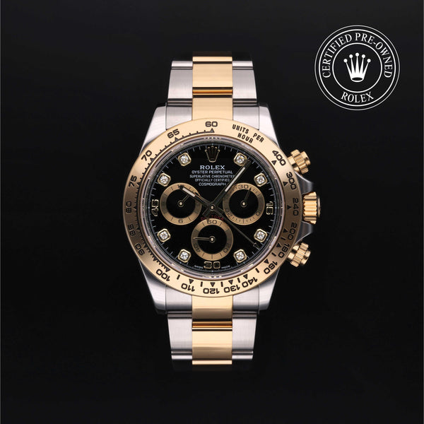 Rolex Certified Pre-owned Daytona M116503-0011 front on black background