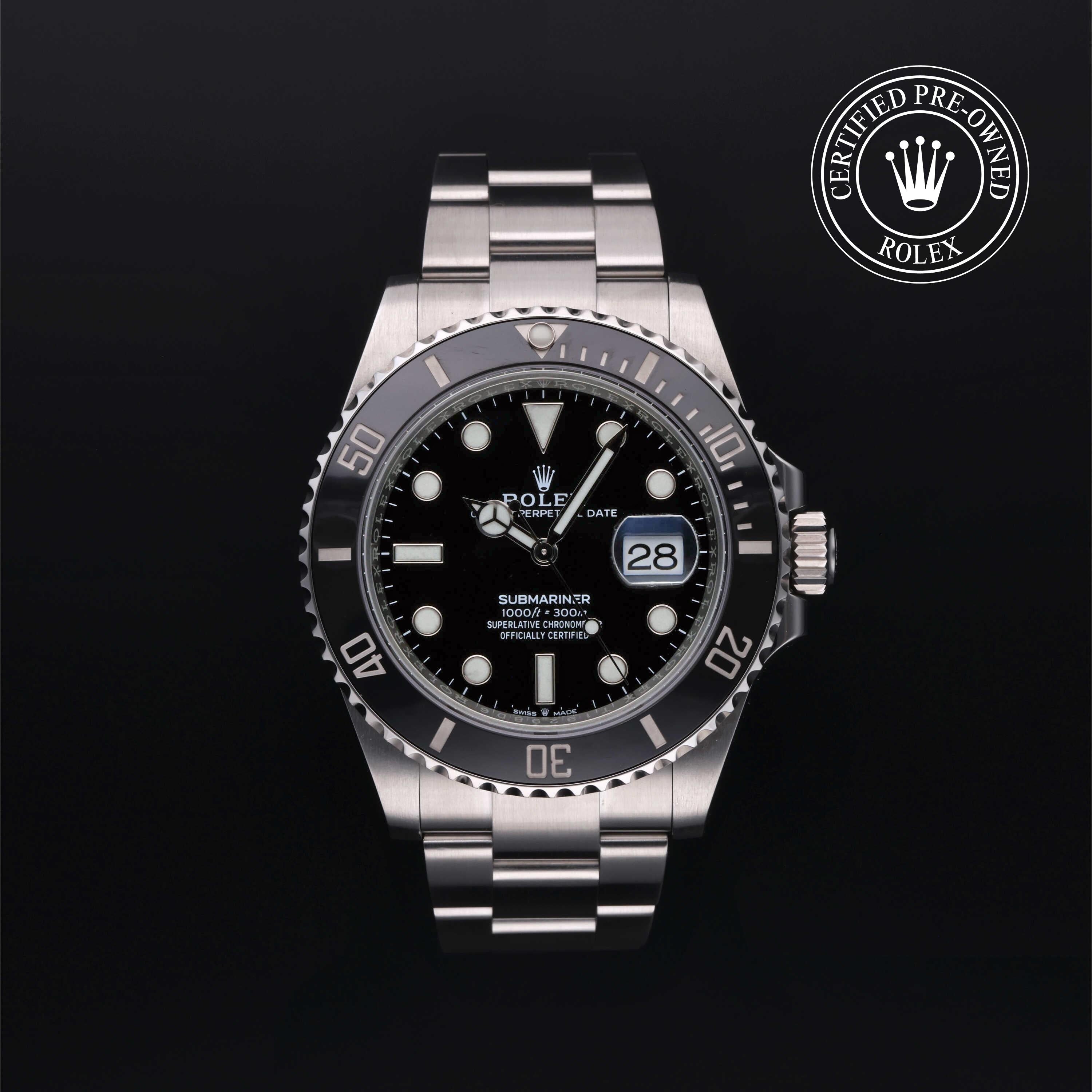 Rolex Certified Pre-owned Submariner M126610LN-0001 front on black background
