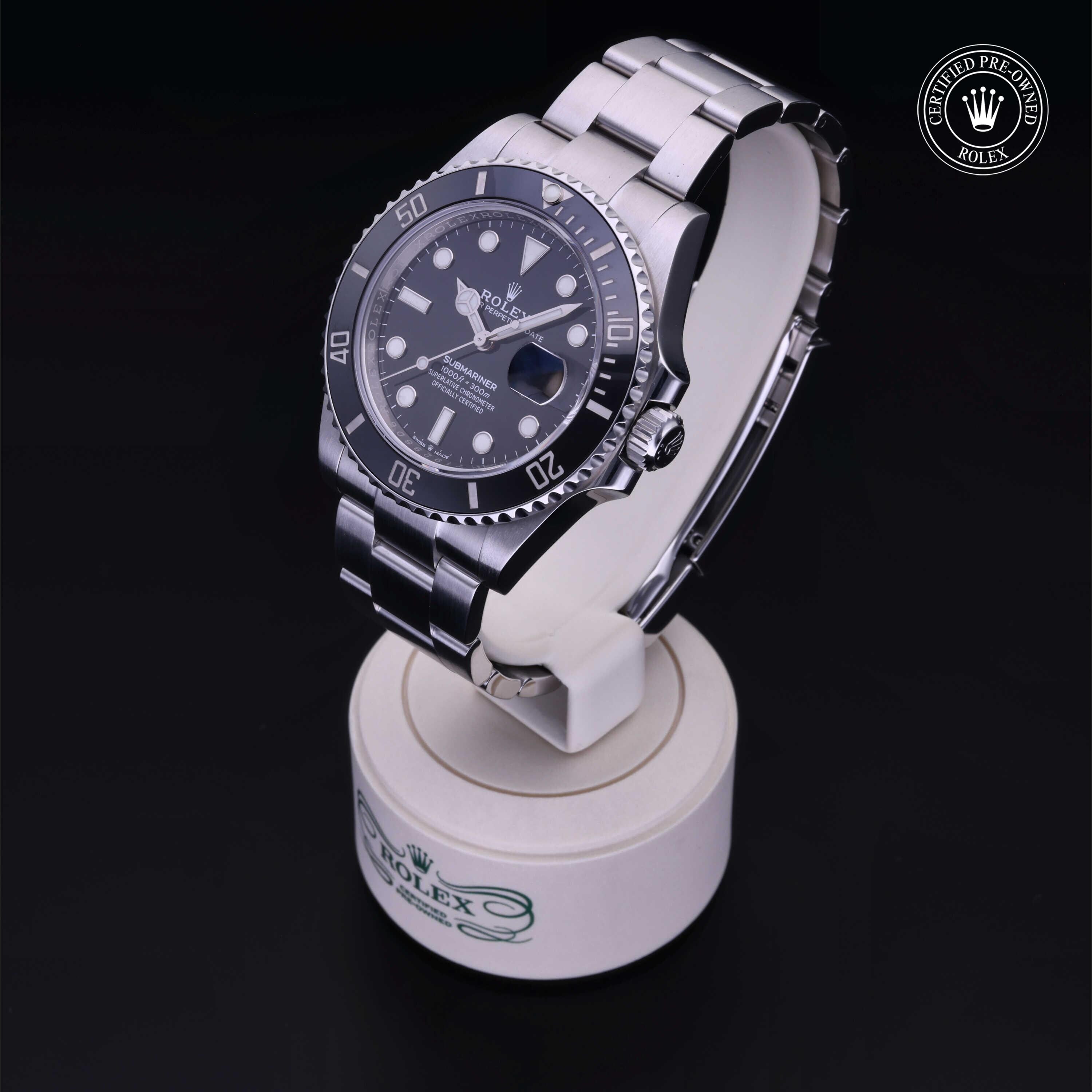 Rolex Certified Pre-owned Submariner M126610LN-0001 front on black background