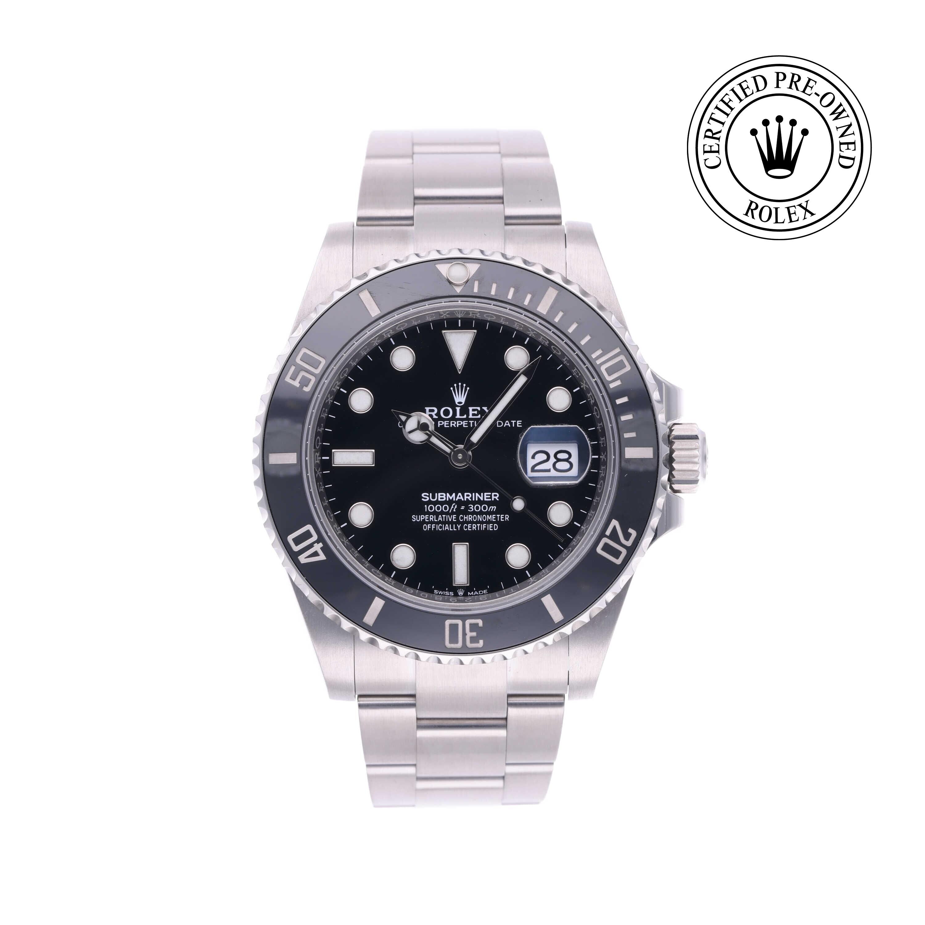 Rolex Certified Pre-owned Submariner M126610LN-0001 front on white background
