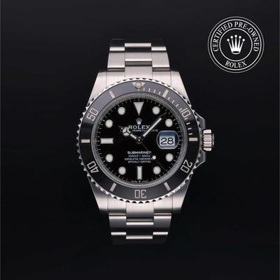 Rolex Certified Pre-owned Submariner M126610LN-0001 front on black background