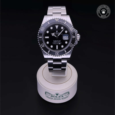 Rolex Certified Pre-owned Submariner M126610LN-0001 front on black background