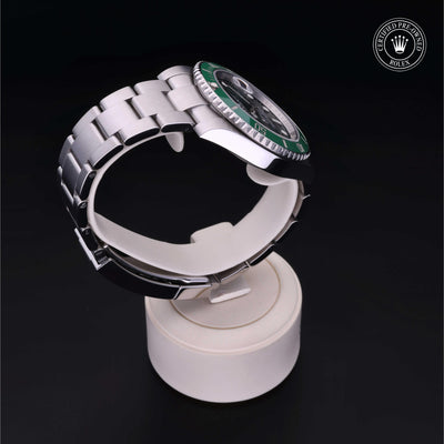 Rolex Certified Pre-owned Submariner M116610LV-0002 front on black background