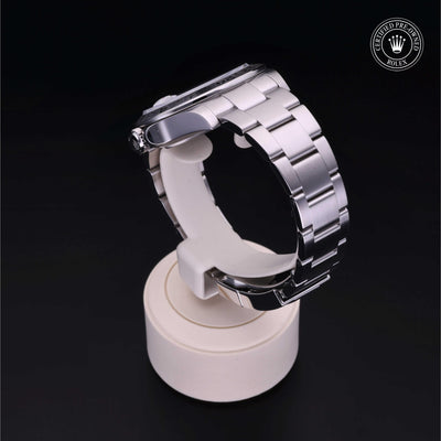 Rolex Certified Pre-owned Explorer M216570-0001 front on black background