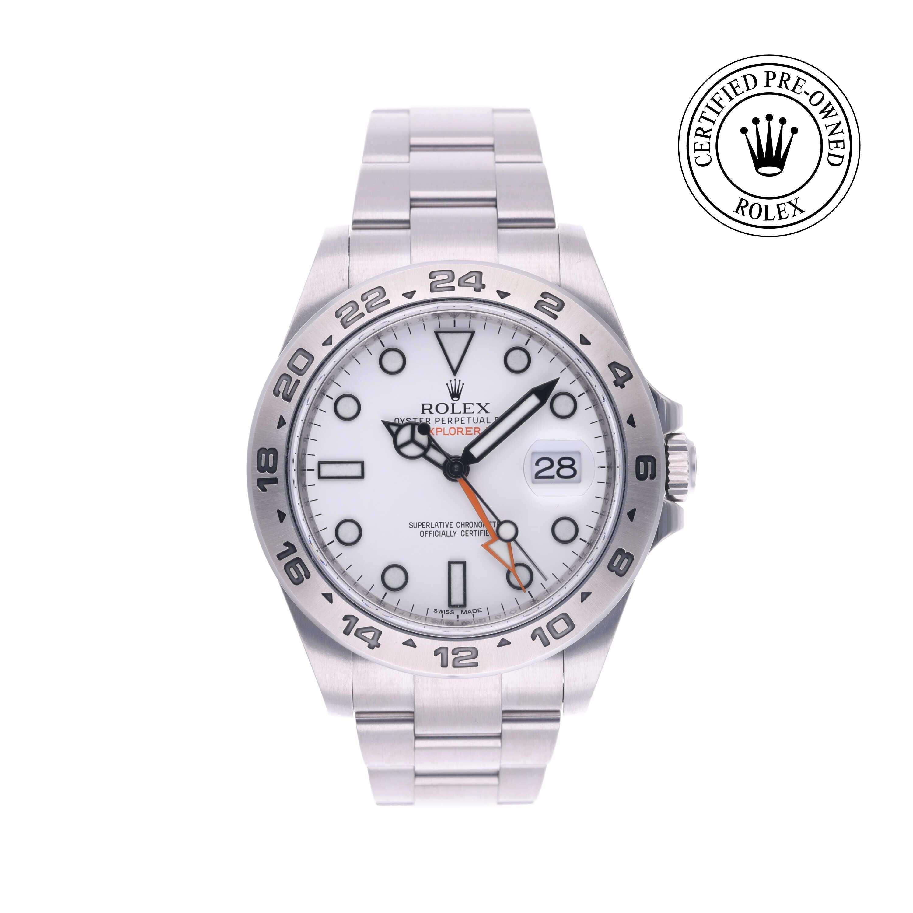 Rolex Certified Pre-owned Explorer M216570-0001 front on white background