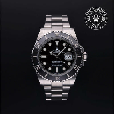 Rolex Certified Pre-owned Submariner M126610LN-0001 front on black background