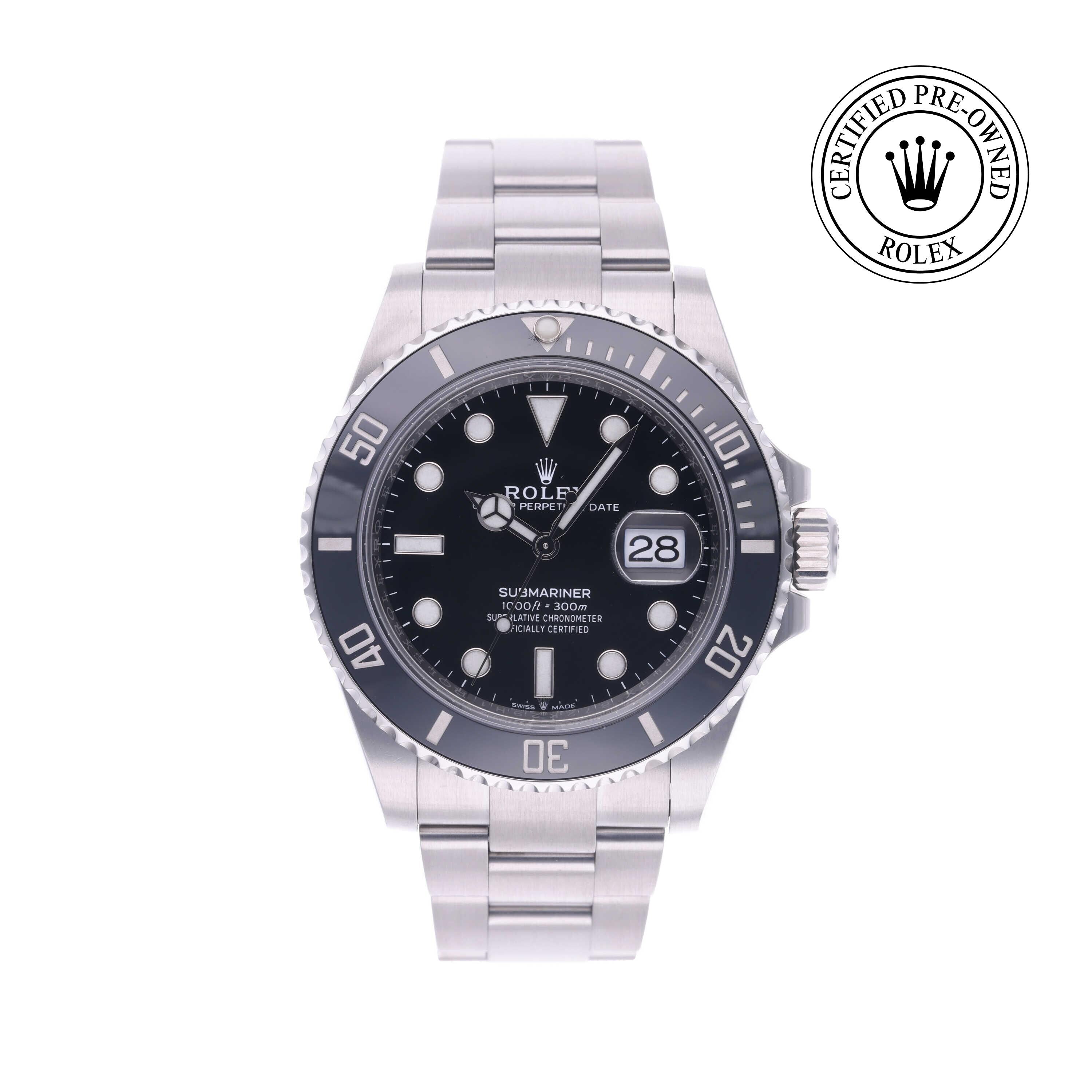 Rolex Certified Pre-owned Submariner M126610LN-0001 front on white background