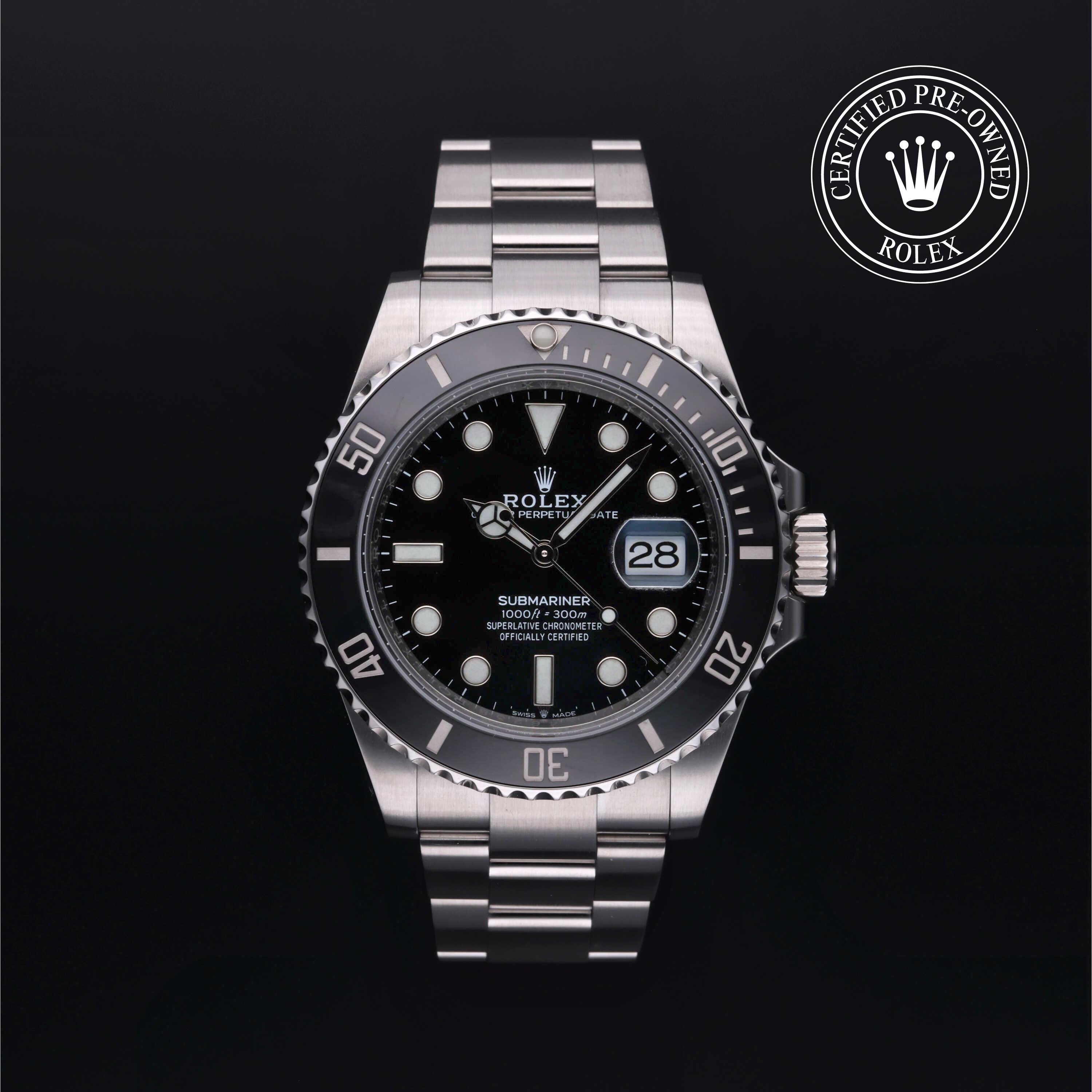 Rolex Certified Pre-owned Submariner M126610LN-0001 front on black background