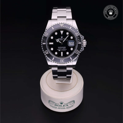 Rolex Certified Pre-owned Submariner M126610LN-0001 front on black background