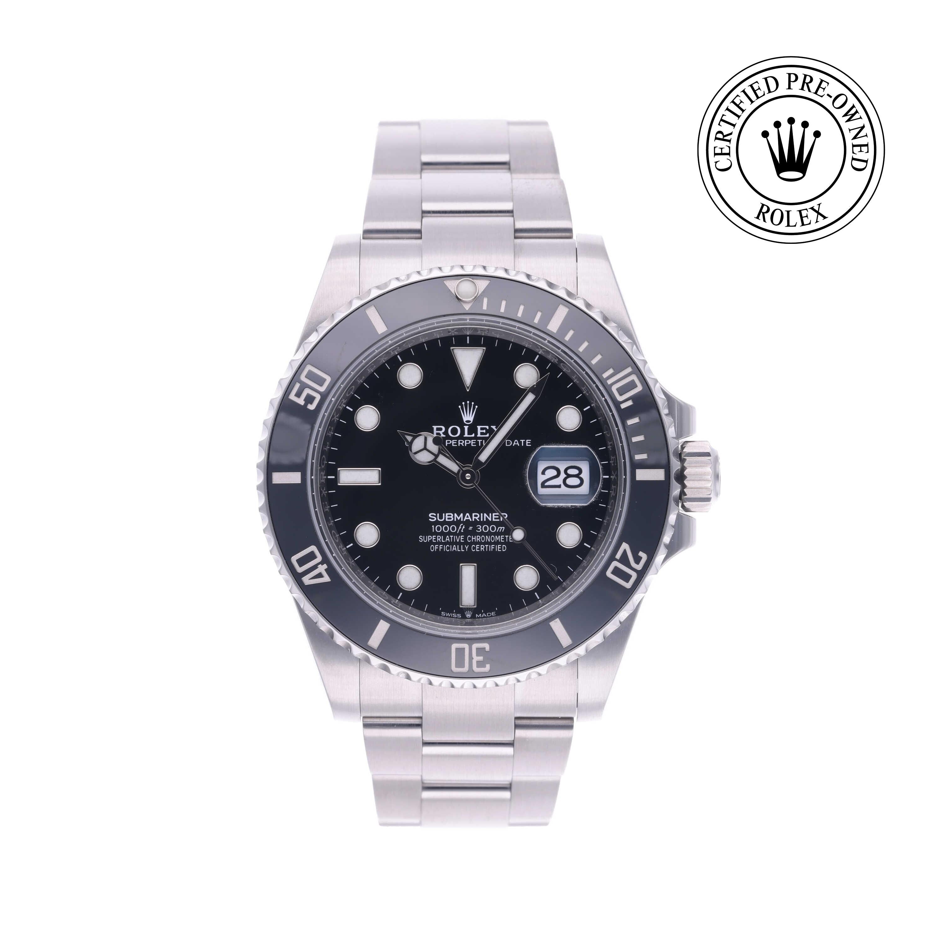 Rolex Certified Pre-owned Submariner M126610LN-0001 front on white background