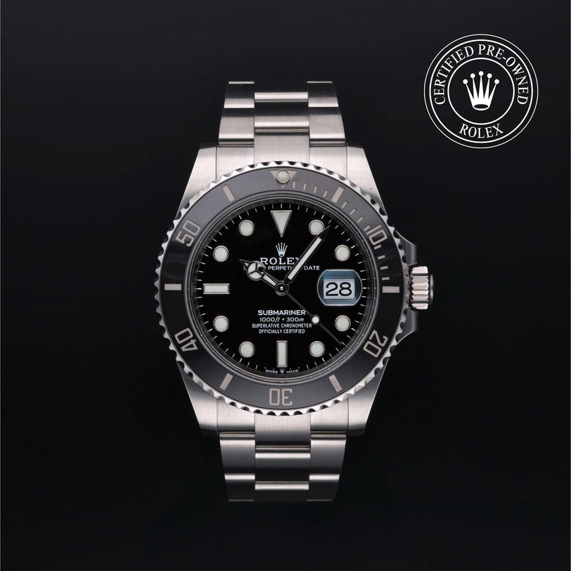Rolex Certified Pre-owned Submariner M126610LN-0001 front on black background