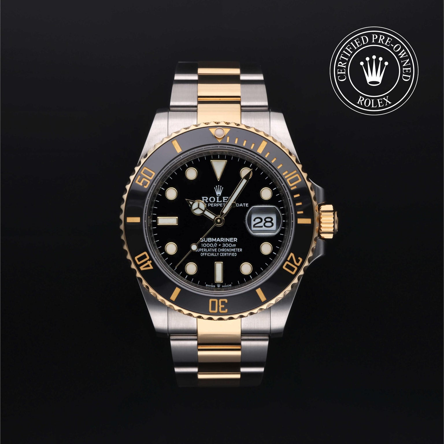Rolex Certified Pre-owned Submariner M126613LN-0002 front on black background