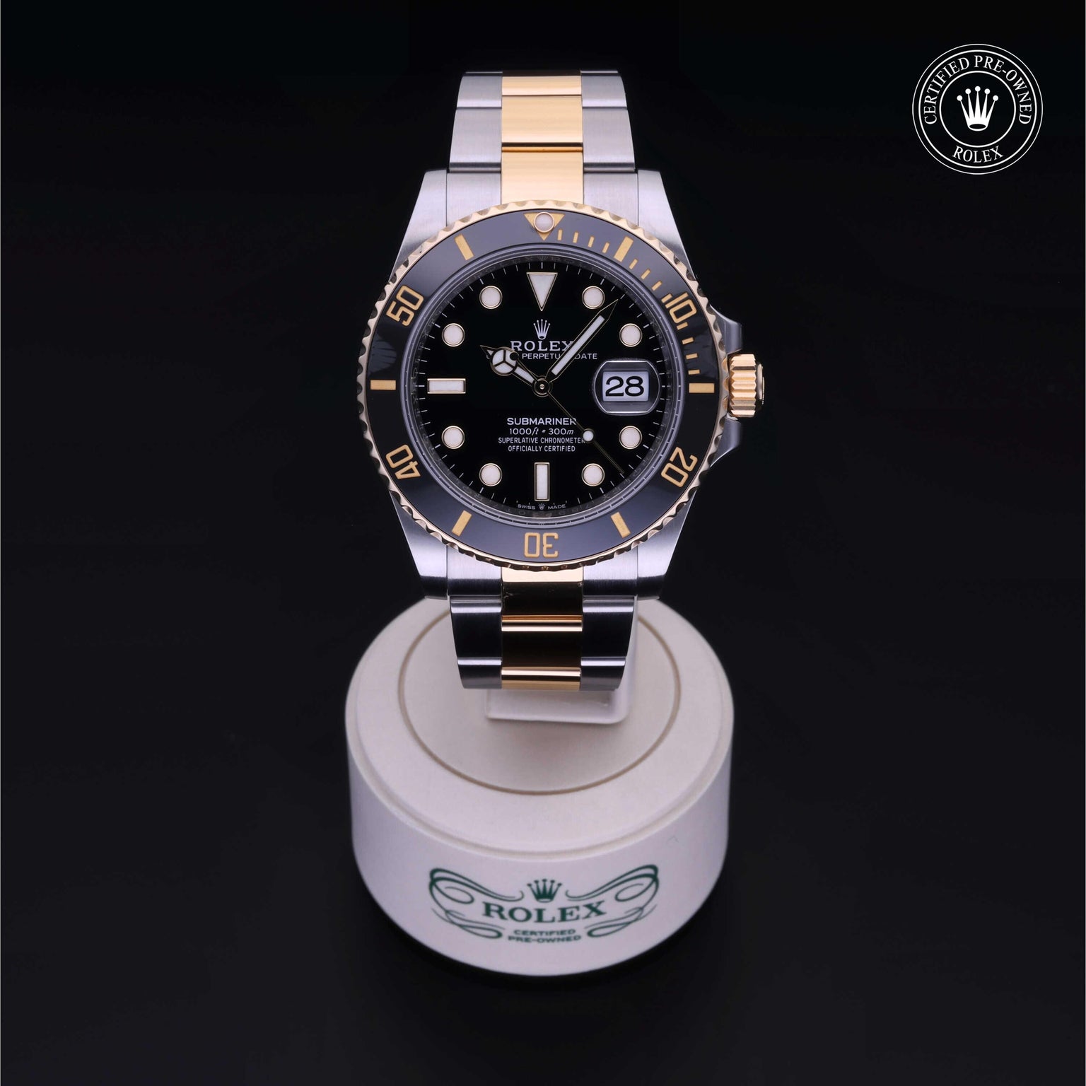 Rolex Certified Pre-owned Submariner M126613LN-0002 front on black background
