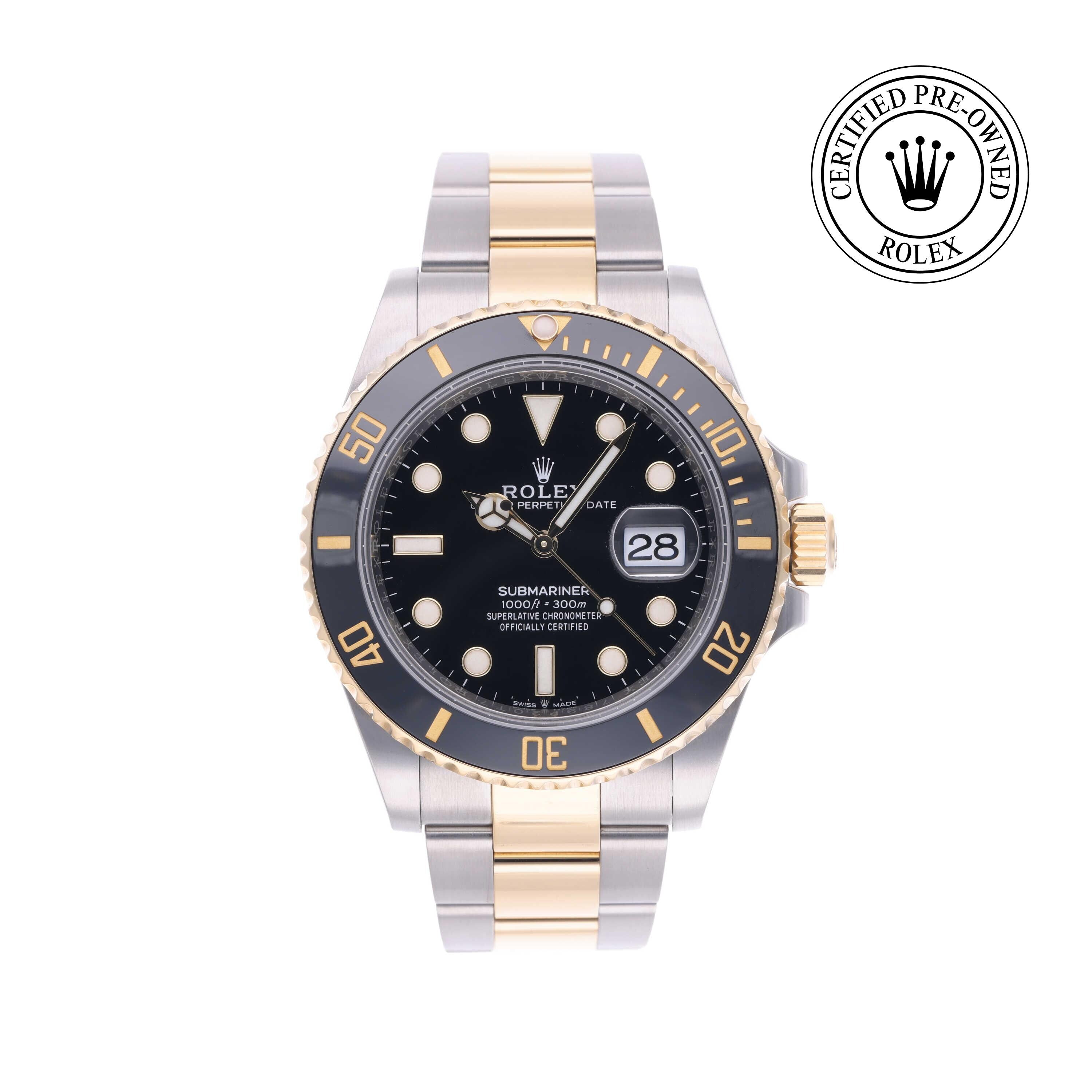 Rolex Certified Pre-owned Submariner M126613LN-0002 front on white background