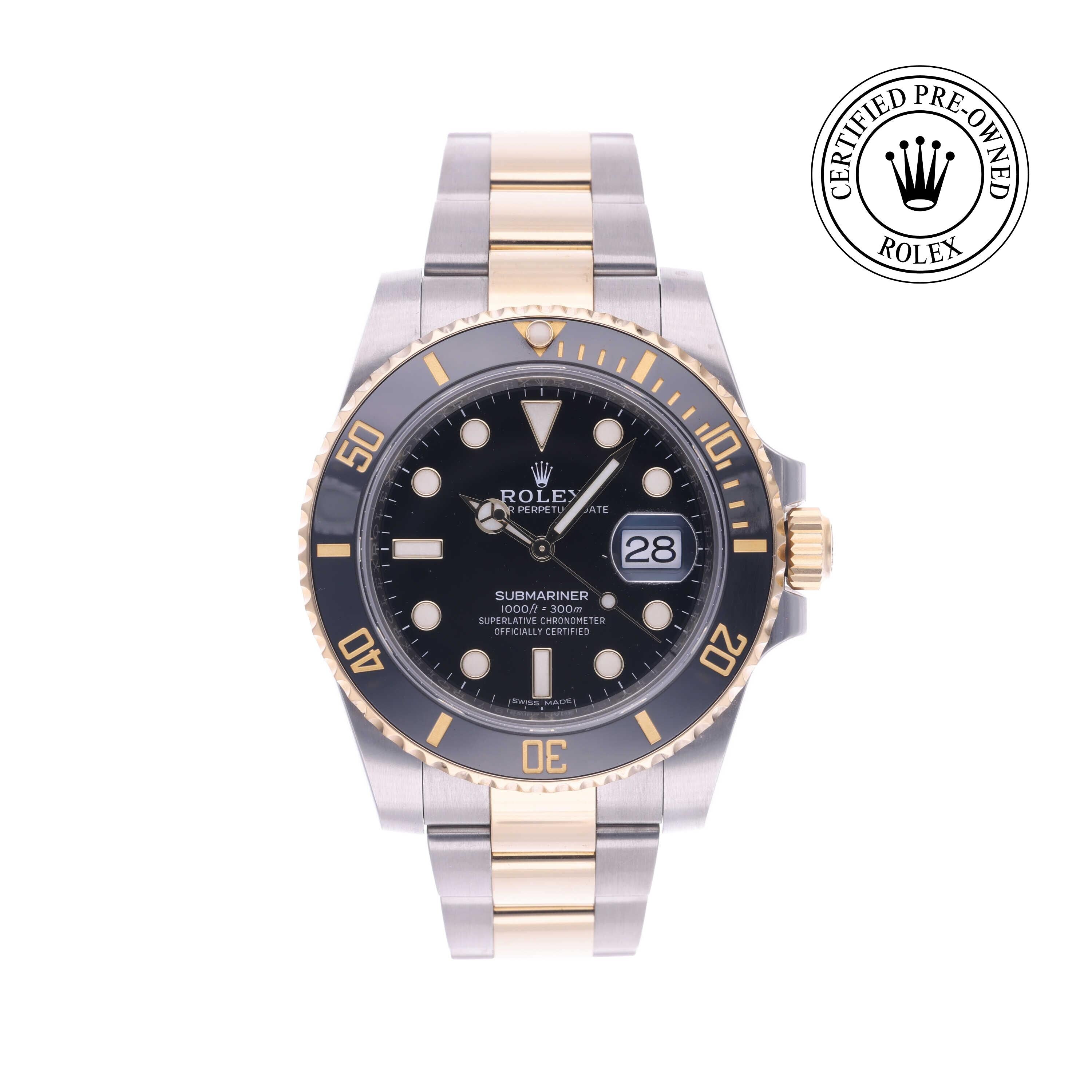 Rolex Certified Pre-owned Submariner M116613LN-0001 front on white background