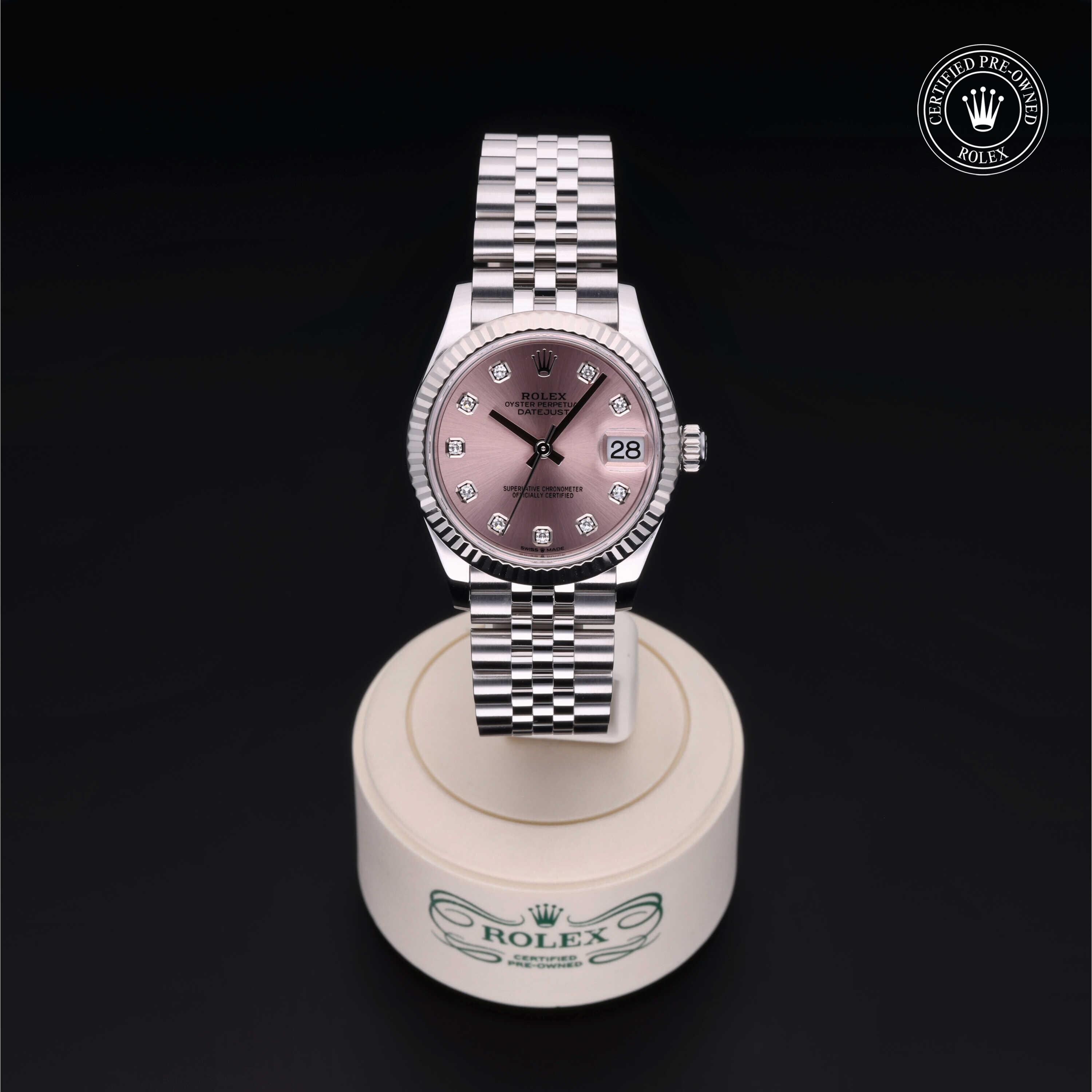 Rolex Certified Pre-owned Lady Datejust M278274-0032 front on black background