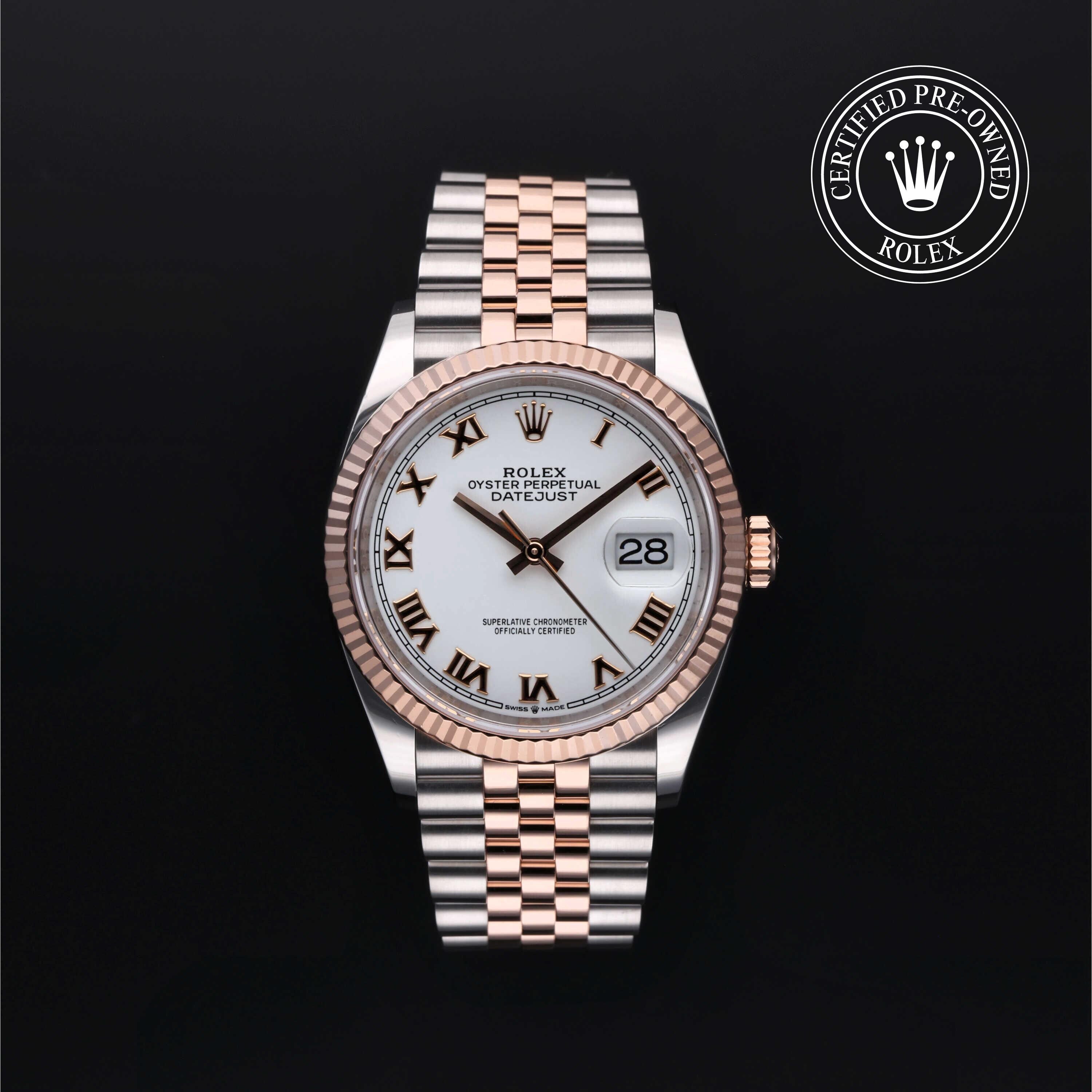 Rolex Certified Pre-owned Datejust M126231-0029 front on black background