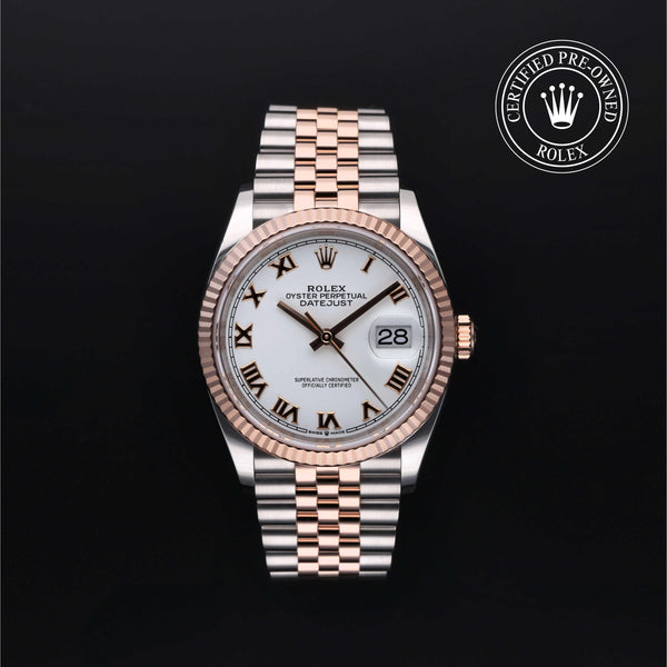 Rolex Certified Pre-owned Datejust M126231-0029 front on black background