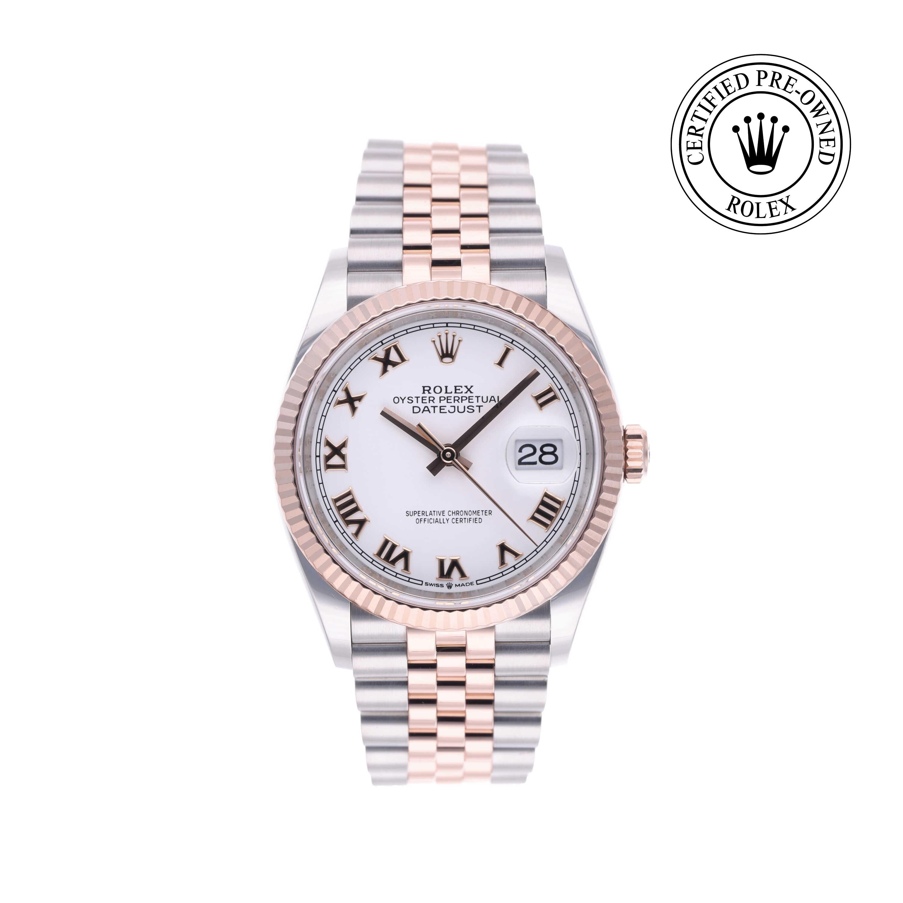 Rolex Certified Pre-owned Datejust M126231-0029 front on white background